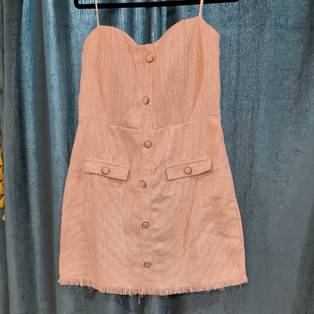 Elegant Strapless Button-Down Dress in Blush